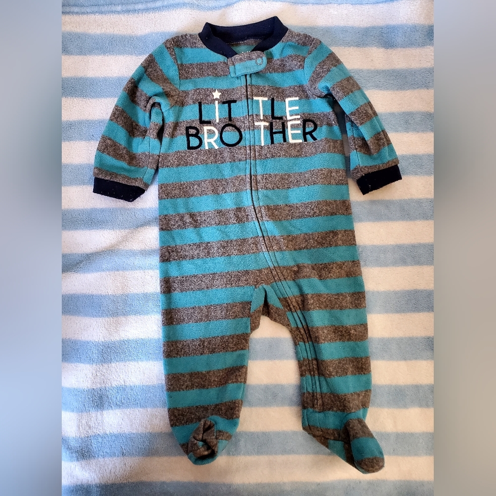 Carters fleece little brother striped sleeper